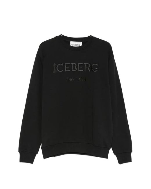 Iceberg Black Logo-Embroidered Sweatshirt for men