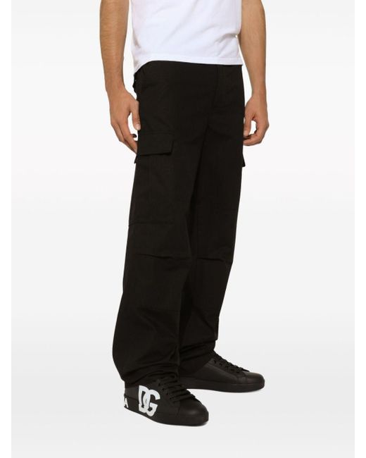 Pantalon droit en coton à poches cargo Dolce & Gabbana pour homme en coloris Black