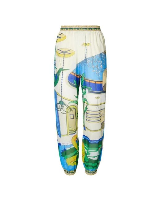 Tory Burch Blue Pantalon De Jogging Lounge Imprimé