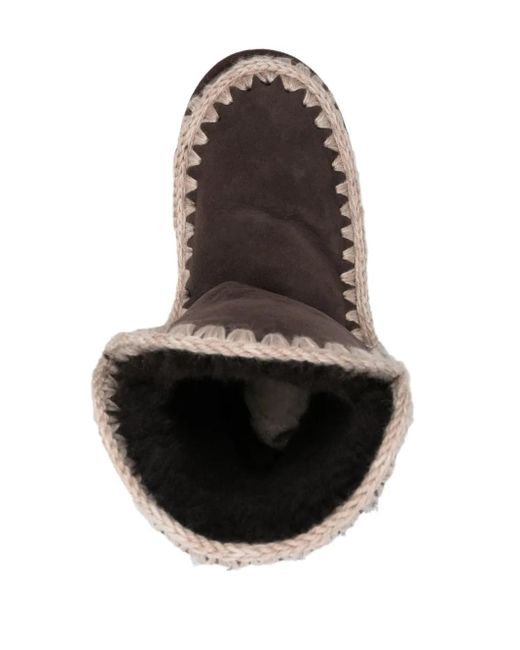 Mou Brown Logo-Patch Suede Ankle Boots