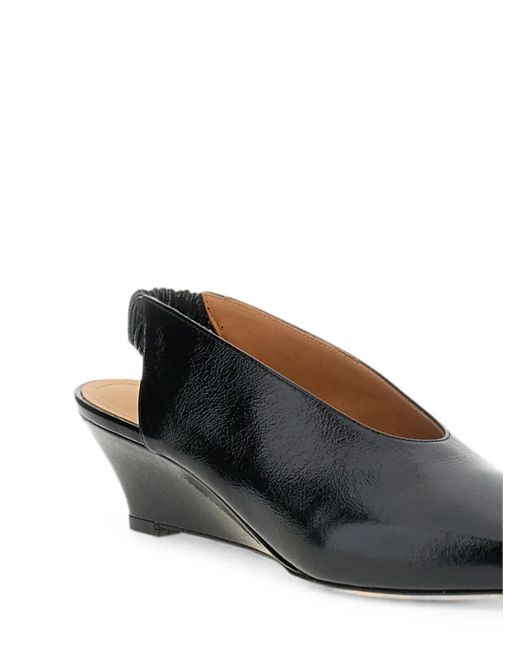 Odissi Black Pointed-Toe Wedge Pumps