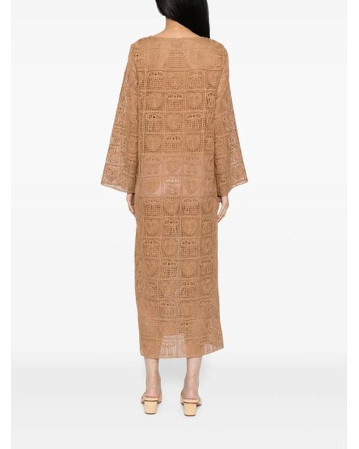 Bambah Brown Crochet Maxi Dress