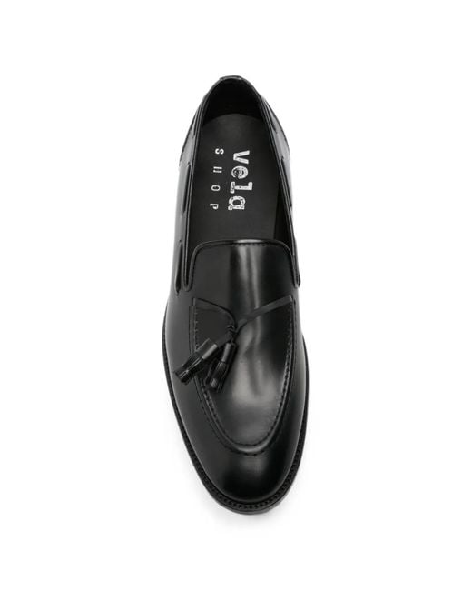 VELA SHOP Black Mocassins En Cuir À Glands for men