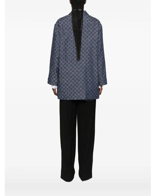 Gucci Blue Gg Jacquard Denim Jacket