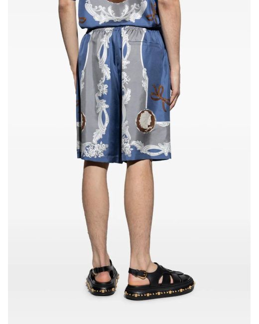メンズ Versace カメオ シルクショーツ Blue