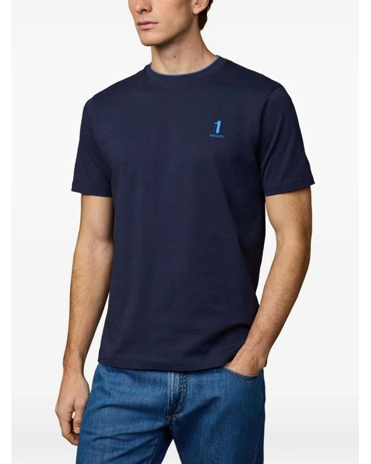 Hackett Blue Heritage Number-Embroidered T-Shirt for men