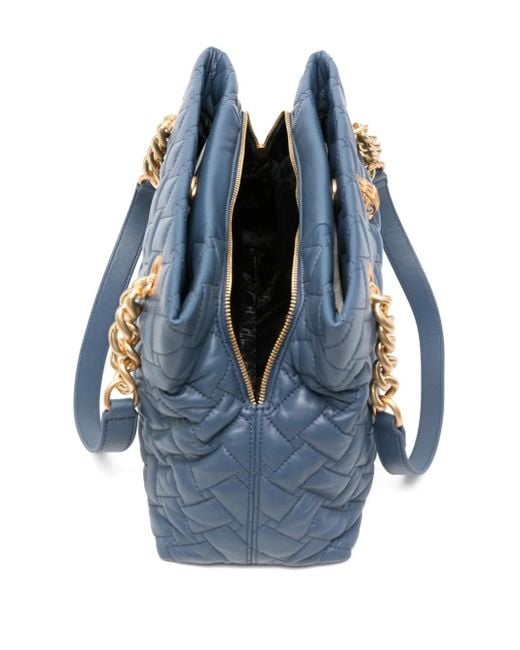 Kurt Geiger Blue Kensington Quilted Chain-Detail Tote Bag