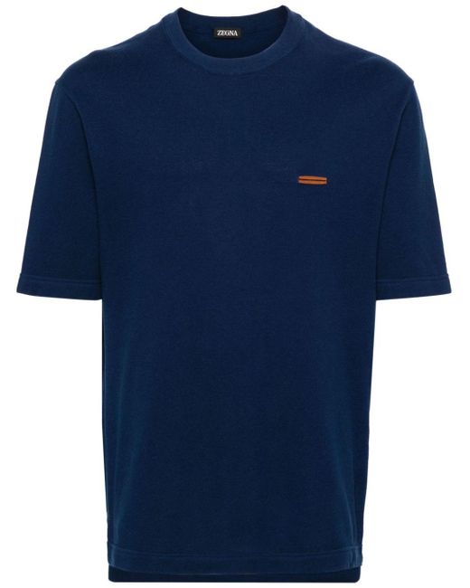 メンズ Zegna Piqué Cotton T-shirt Blue