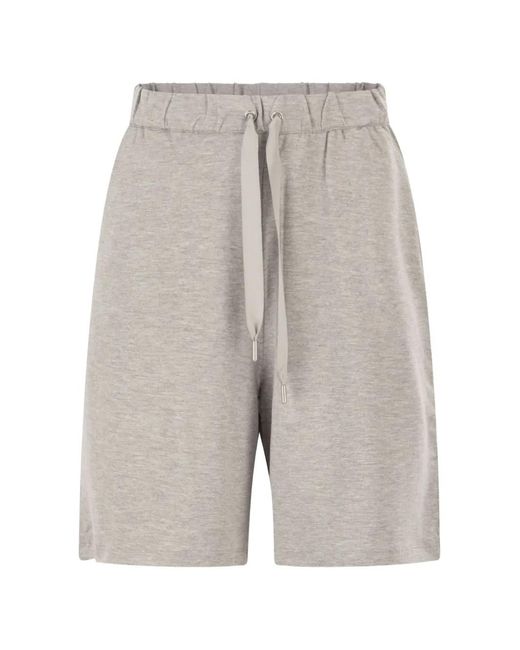 Majestic Filatures Gray Drawstring-Waist Jersey Shorts