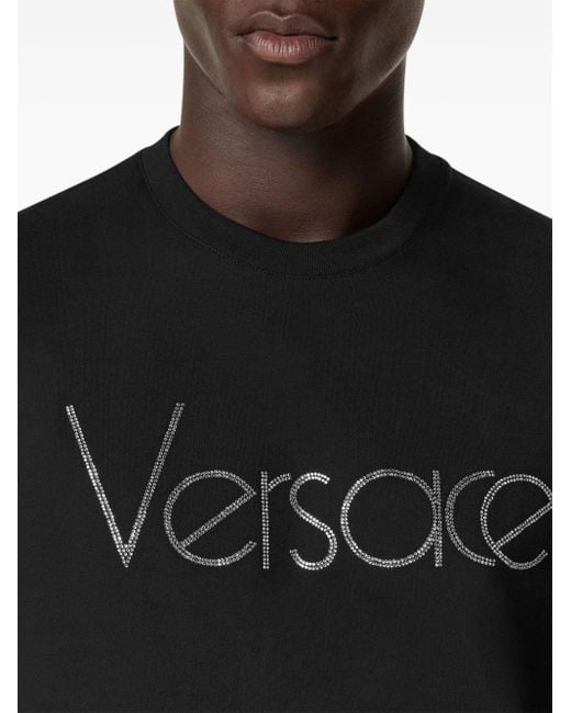 メンズ Versace 1978 Re-edition ロゴ Tシャツ Black