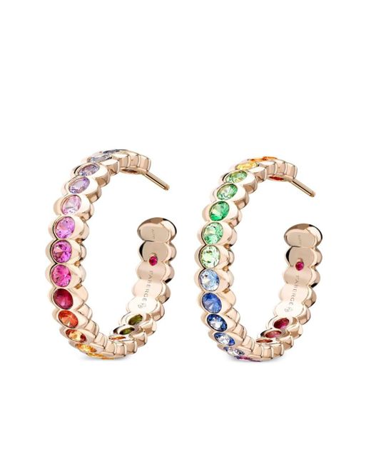 Faberge White 18kt Rose Gold Colours Of Love Cosmic Curve Multi-stone Hoop Earrings