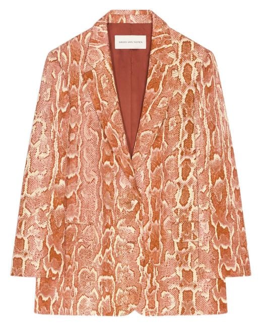 Dries Van Noten Pink Leopard-Jacquard Blazer