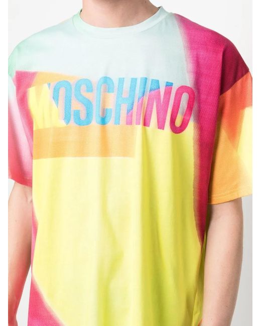 Moschino Yellow Logo Colour-Block T-Shirt for men
