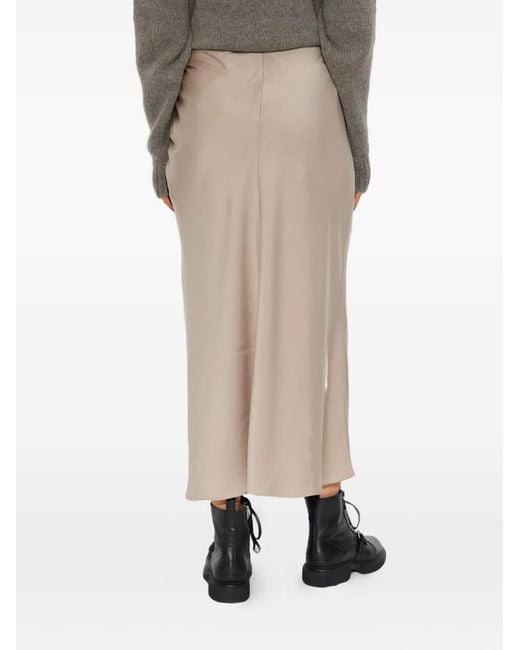 AllSaints Alexia Midi-Rok Met Ruches En Trekkoord in het Natural