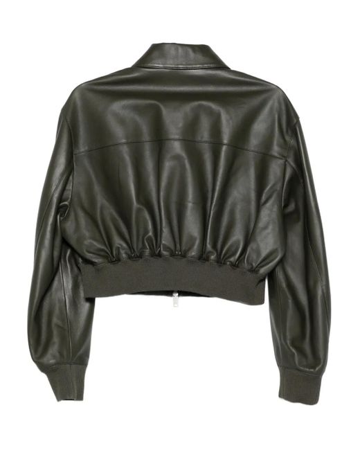 Arma Green Desy Leather Bomber Jacket