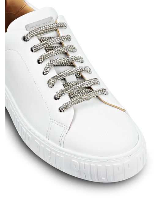 Philipp Plein White Low-top Lace-up Leather Sneakers