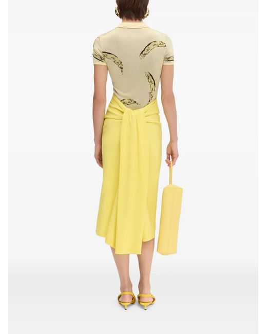 Jacquemus Natural Le Marino V-Neck Polo With Playful Banana Print