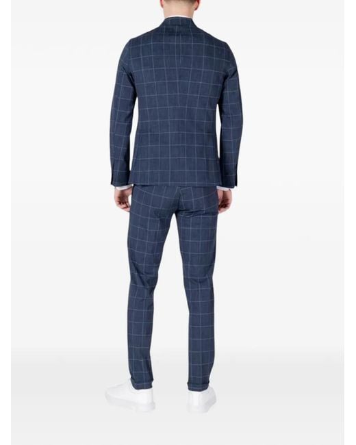 MULISH Blue Check-Pattern Suit for men