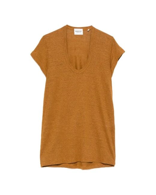 Isabel Marant Brown V-Neck T-Shirt