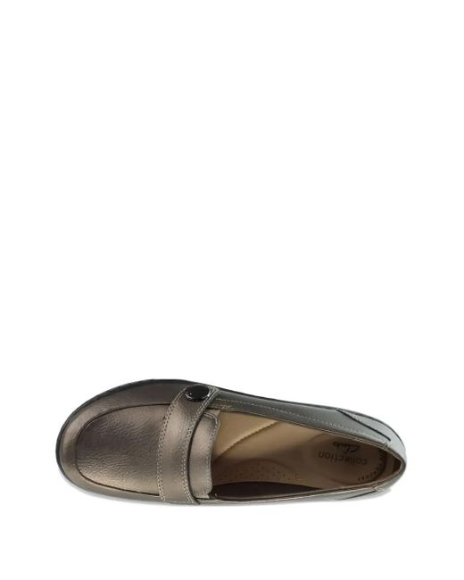 Clarks Gray Cora Daisy Strap-Detail Loafers