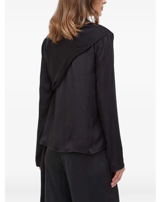 Bardot Black Draped Tie-Front Blouse