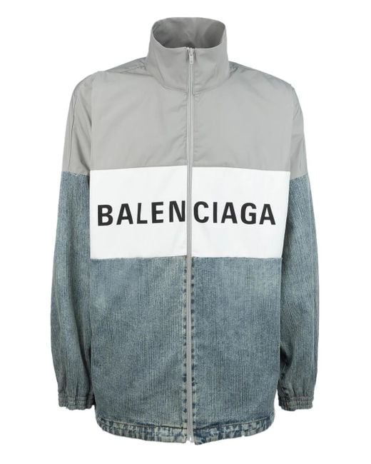 ジャケット・アウター BALENCIAGA color block jacket Balenciaga Logo-Printed Colour-Block Jacket in Gray for Men | Lyst
