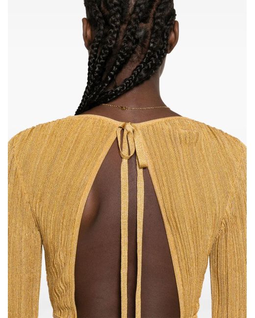 Abito Lungo Con Scollo A V di Antonino Valenti in Metallic