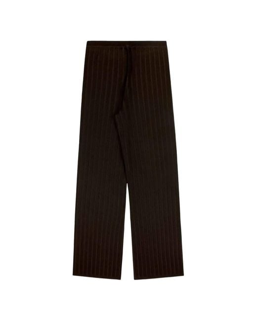 Sporty & Rich Brown Ribbed Logo-Embroidered Palazzo Pants