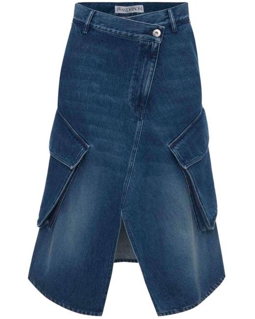 Jupe mi-longue en jean à poches cargo J.W. Anderson en coloris Blue