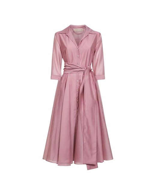 Blanca Vita Pink Alaky Belted Midi Dress