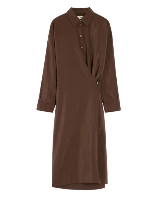 Lemaire Brown Twisted Midi Shirt Dress