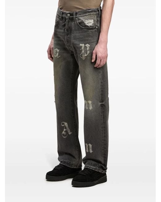 Jeans larges de avec application Palm Angels pour homme en coloris Gray