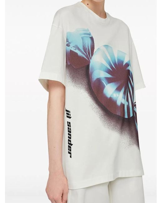 Jil Sander White Graphic-Print Cotton T-Shirt