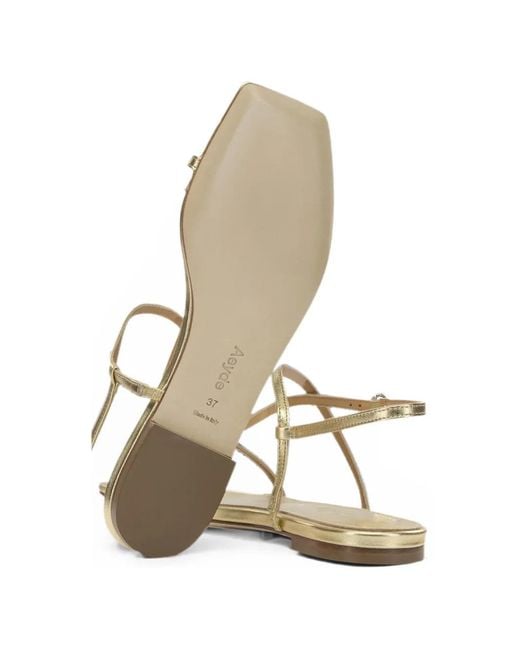 Aeyde White Ella Flat Leather Sandals