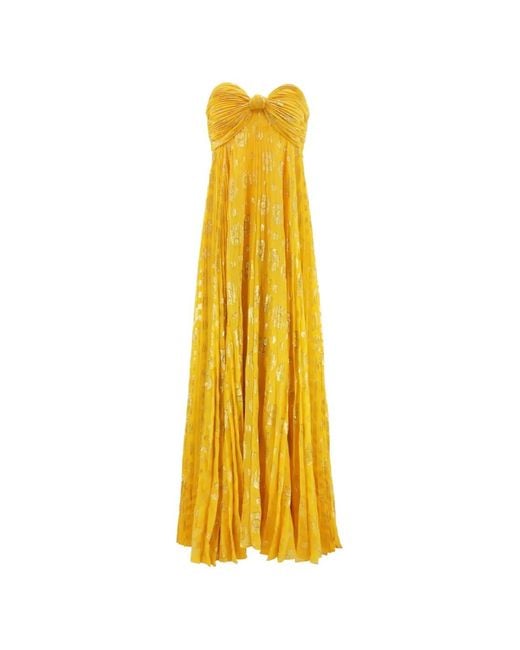 Alexis Yellow Knot Pleated Dress