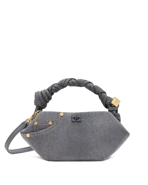 Ganni Gray Denim Mini Tote Bag