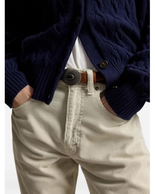 Polo Ralph Lauren White Pantalon Droit En Velours Côtelé