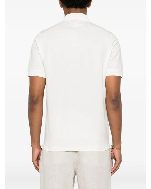 Canali White Polo À Manches Courtes for men
