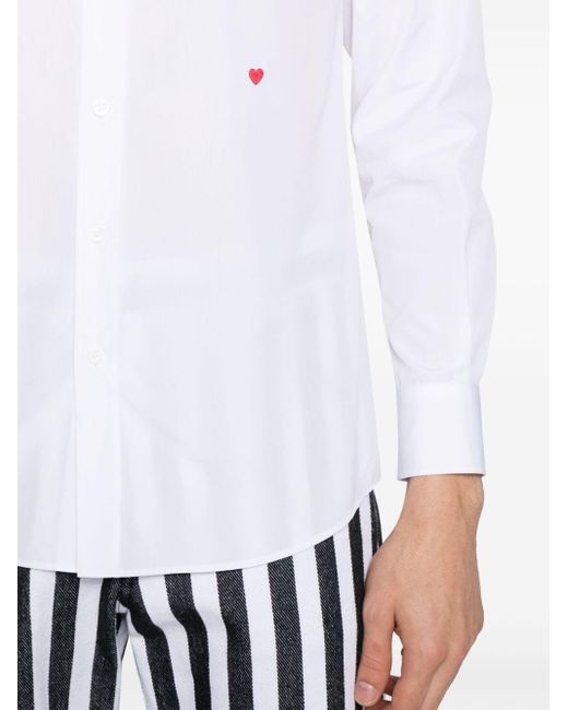 Moschino Overhemd Met Geborduurd Hart in het White voor heren
