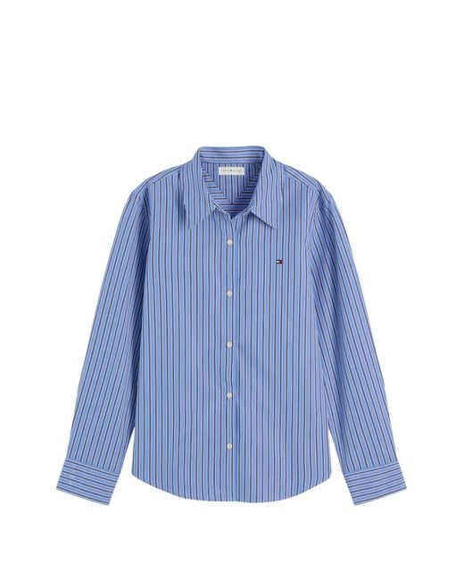 Tommy Hilfiger Blue Vertical-Stripe Long-Sleeve Shirt