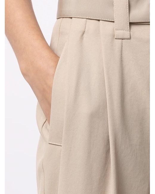 GOODIOUS Natural Cropped Belted Trousers
