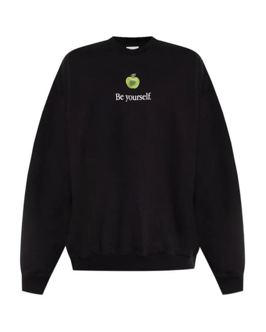 Vetements Blue Apple-Print Sweatshirt