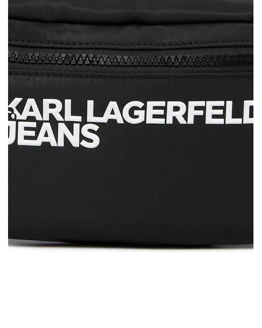 Karl Lagerfeld Black Logo Zip Belt Bag for men