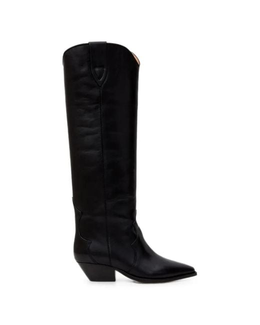 Isabel Marant Black Pointed-Toe Knee-High Boots