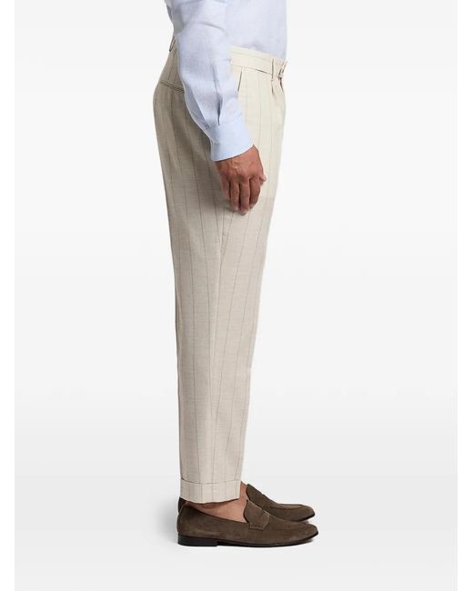 Peserico White Striped Pleated Trousers for men