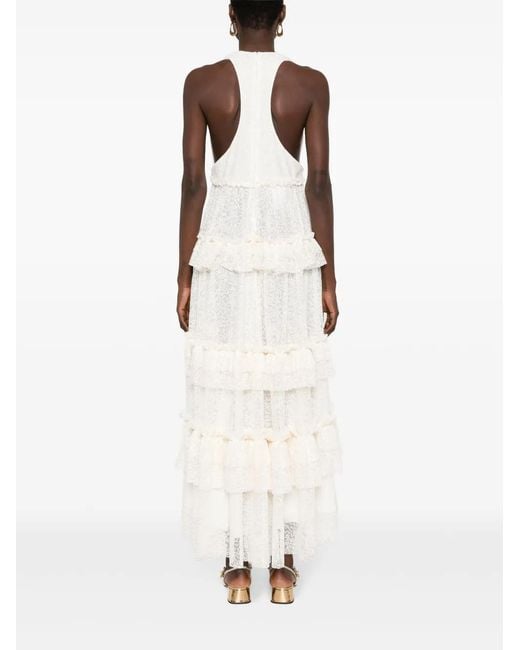 Philosophy Di Lorenzo Serafini White V-Neck Lace Midi Dress
