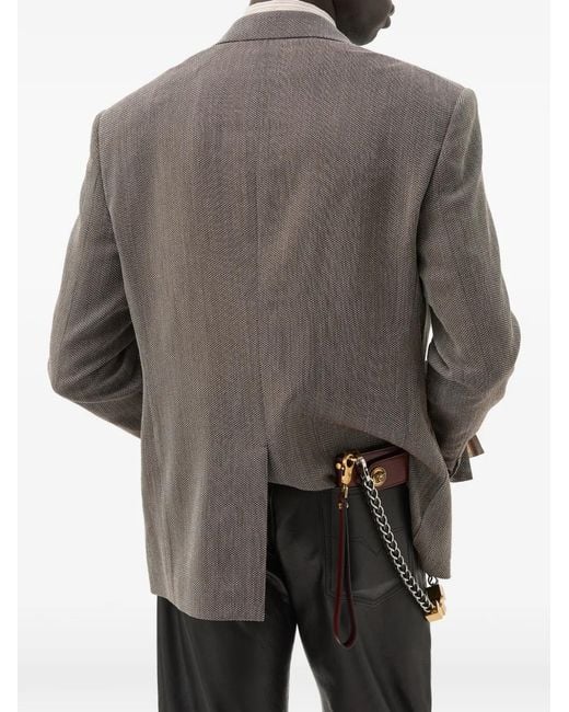 Versace Gray Blazer En Laine À Chevrons for men