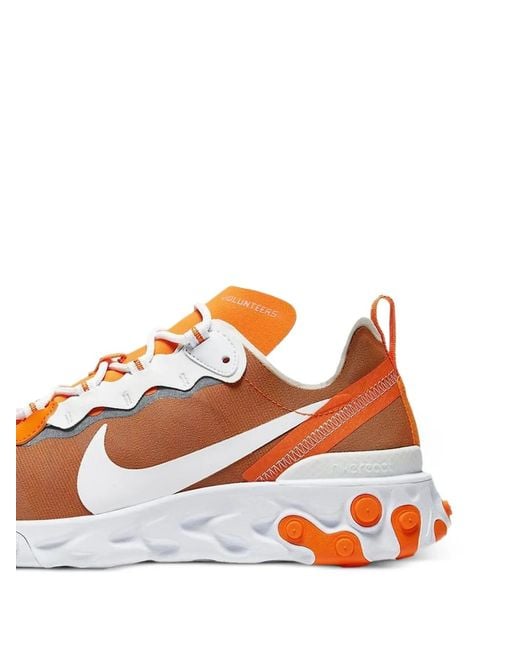 Nike Orange React Element 55 Lace-Up Sneakers for men