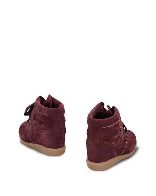 Isabel Marant Red Lace-Up Wedge Sneakers