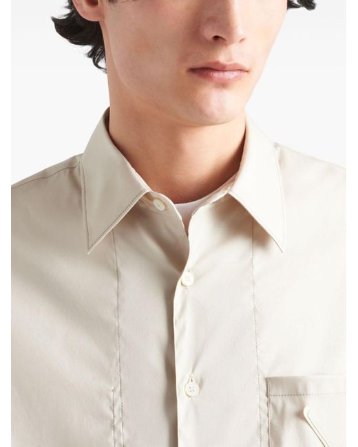 Prada White Triangle-logo Cotton Shirt for men